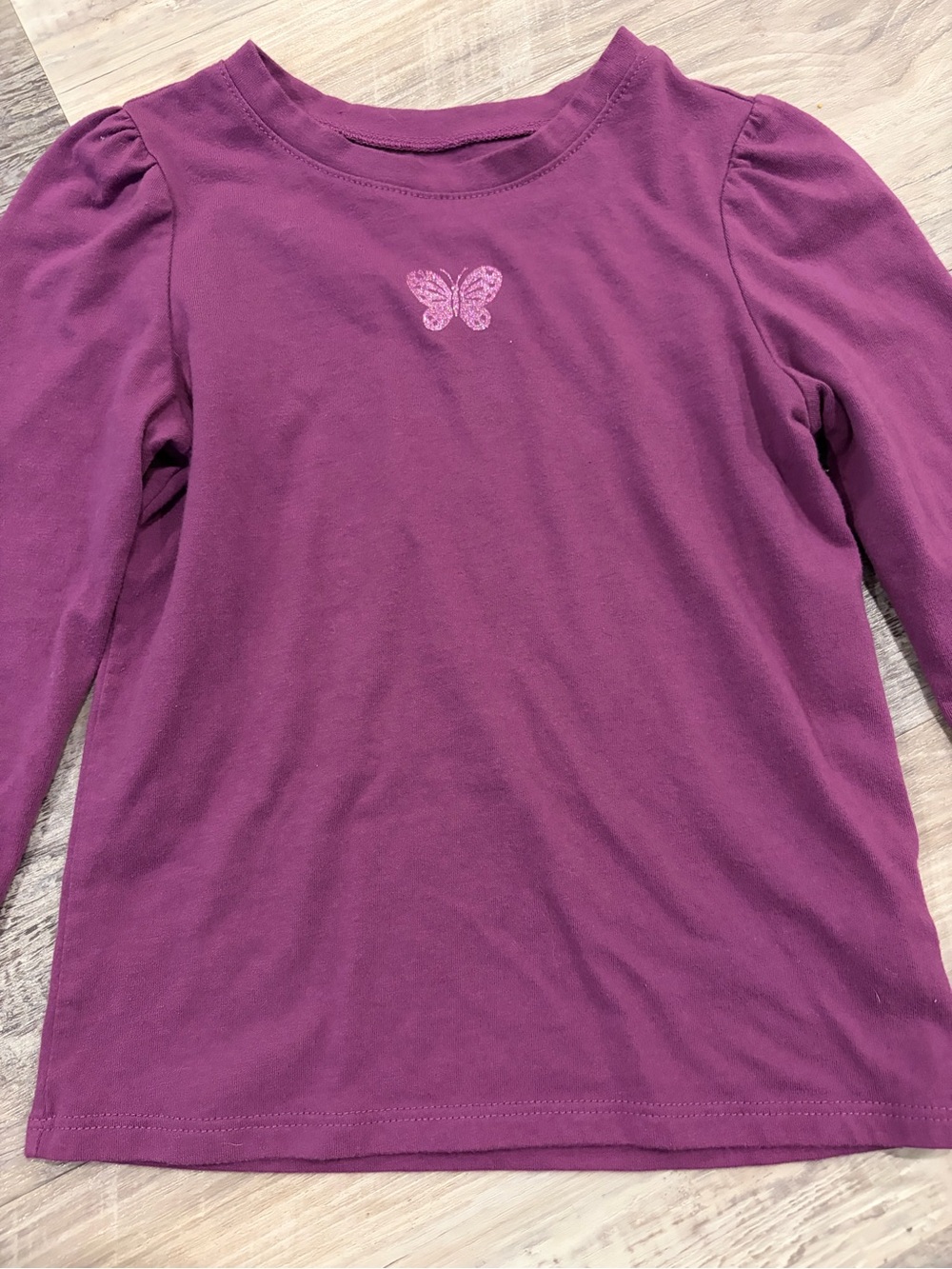 Garanimals Toddler Girl Violet Butterfly Long Puff Sleeve Embroidered T-Shirt - Picture 5 of 8